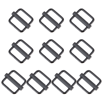 Alloy & Iron Buckles, For Strapping Bags, Garment Accessories, Rectangle, Electrophoresis Black, 33x39x3.5mm, Hole: 26mm, 10pcs/box