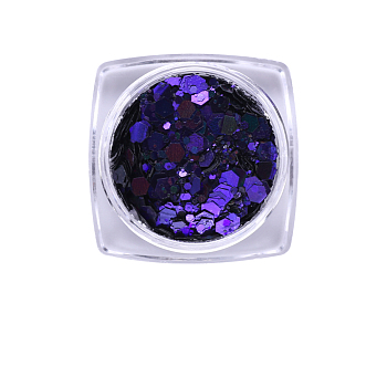 Hexagon Shining Nail Art Decoration Accessories, with Glitter Powder and Sequins, DIY Sparkly Paillette Tips Nail, Indigo, Powder: 0.1~0.5x0.1~0.5mm, Sequin: 0.5~3.5x0.5~3.5mm, about 1g/box