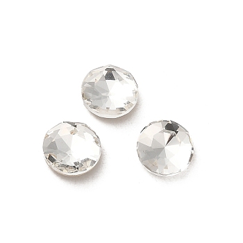 Glass Rhinestone Cabochons, Point Back & Back Plated, Faceted, Flat Round, Crystal, 6x2.7mm