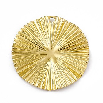 Ion Plating(IP) 304 Stainless Steel Pendants, Flat Round Charm, Real 18K Gold Plated, 42x1.5mm, Hole: 3mm