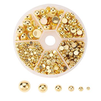 ABS Plastic Imitation Pearl Beads, Half Round, Gold, Gold, 9.5x4.5mm, 1390pcs/box,
