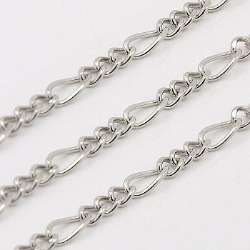 304 Stainless Steel Figaro Chains, Decorative Chains, Unwelded, Stainless Steel Color, 5~7x3.5x2mm