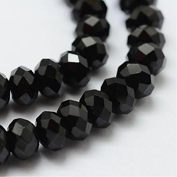 Natural Black Spinel Beads Strands, Faceted, Rondelle, 3x5mm, Hole: 1mm, about 96pcs/strand, 16.35 inch(39cm)