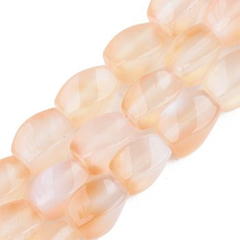 Natural Yellow Agate Beads Strands, Twist, 11~12x7~8x7~8mm, Hole: 1.2mm, about 32~33pcs/strand, 14.96 inch~15.74 inch(38~40cm)