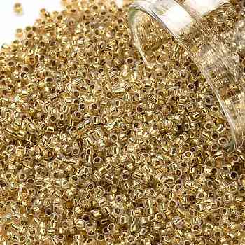 TOHO Round Seed Beads, Japanese Seed Beads, (751) 24K Gold Lined Opal, 15/0, 1.5mm, Hole: 0.7mm, about 15000pcs/50g