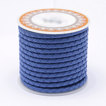 Braided Cowhide Leather Cord, Leather Rope String for Bracelets, Marine Blue, 3mm, about 8.74 yards(8m)/roll