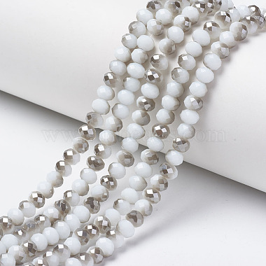 Floral White Rondelle Glass Beads