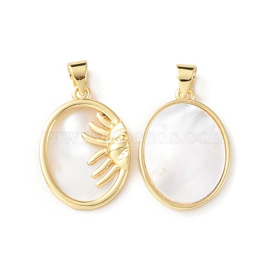 Real 18K Gold Plated White Oval Shell Pendants