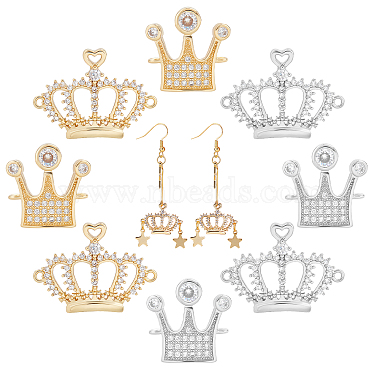 Platinum & Golden Clear Crown Brass+Cubic Zirconia Links