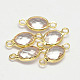 Oval Faceted Golden Brass Glass Links connectors(X-GLAA-O014-02G)-1