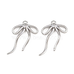 304 Stainless Steel Pendants, Bowknot Charms, Stainless Steel Color, 18x13.5x2mm, Hole: 0.9mm(STAS-L317-03P)