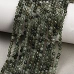 Natural Green Rutilated Quartz Beads Strands, Round, Faceted, 3.5mm, Hole: 0.6mm, about 128pcs/strand, 15.24''(38.7cm)(GG-CBA9722-A05-3mm)