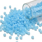 TOHO 6/0 Round Beads, Japanese Seed Beads, (1143) Translucent Aqua Blue, 4mm, Hole: 1.5mm, about 168pcs/10g(X-SEED-TR06-1143)