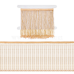 1 Yard Glass Beaded Tassel Ribbon, Beaded Trimming, Gold, 155mm(DIY-FG0010-38E)