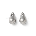 304 Stainless Steel Pendants, Teardrop Charms, Stainless Steel Color, 12x6.5x6mm, Hole: 1.6mm(STAS-I330-032P)