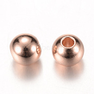 Brass Beads, Round, Rose Gold, 6x5.5mm, Hole: 1.5mm(KK-S753-6mm-RG)