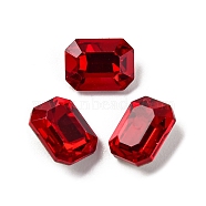 Glass Rhinestone Cabochons, Flat Back & Back Plated, Faceted, Rectangle, Light Siam, 8x6x3.5mm(RGLA-A026-03A-227)