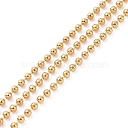 304 Stainless Steel Ball Chains, with Card Paper, Golden, 1.4mm, about 32.8 Feet(10m)/roll(CHS-F004-01G)