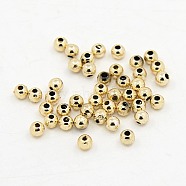 Plating Plastic Acrylic Round Beads, Light Gold Plated, 10mm, Hole: 2mm, about 800pcs/pound(PACR-L003-10mm-KC)