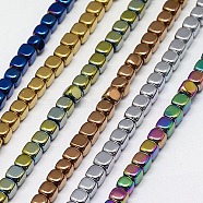 Electroplate Non-magnetic Synthetic Hematite Beads Strands, Cube, Grade A, Mixed Color, 3x3x3mm, Hole: 1mm, about 127pcs/strand, 16 inch(G-J172-3x3mm-M)