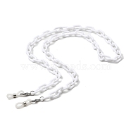 Eyeglasses Chains, Acrylic Cable Chains Neck Strap Mask Lanyard, with Alloy Lobster Claw Clasps and Rubber Loop Ends, White, 660~670mm(AJEW-P117-01P-01)