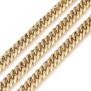 304 Stainless Steel Cuban Link Chains,  Unwelded, Brushed Red Copper, 8x6x2mm(CHS-P007-31G)