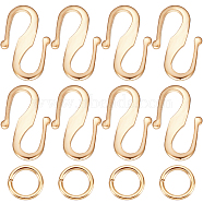 Beebeecraft 50Pcs Brass S Hook Clasps, with 100Pcs Jump Rings, Long-Lasting Plated, Real 24K Gold Plated, 12x7.5x1mm(KK-BBC0008-85G)