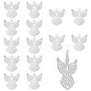 15Pcs Iron Etched Metal Embellishments Big Pendants, Angel, Platinum, 70x66x0.5mm, Hole: 6.2mm(IFIN-CA0001-62)