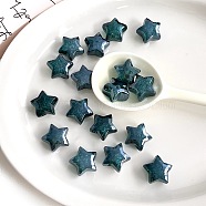 Transparent Acrylic Beads, with Glitter Powder, Star, Teal, 20.8x21.8x13.1mm, Hole: 3.5mm(OACR-F011-20C)