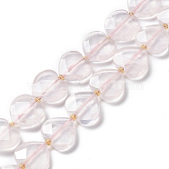 Natural Rose Quartz Beads Strands, Faceted Love Heart, with Seed Beads, 11~12x12x4~5mm, Hole: 0.9mm, about 30~32pcs/strand, 15.35''(39cm)(G-B044-B07-01)