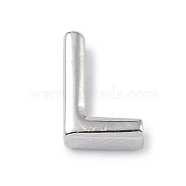 Brass Pendants, Letter Charms, Platinum, Letter L, 8.5x5.5x3mm, Hole: 1.5mm(KK-P266-05P-L)