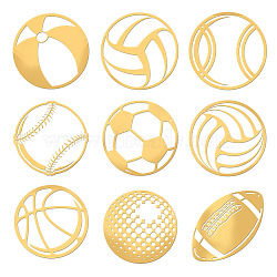 Nickel Decoration Stickers, Metal Resin Filler, Epoxy Resin & UV Resin Craft Filling Material, Sports Ball, 40x40mm, 9 style, 1pc/style, 9pcs/set(DIY-WH0450-041)