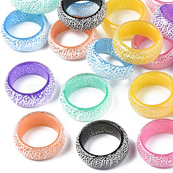 Luminous Resin Chunky Branch Pattern Finger Ring for Women, Mixed Color, US Size 9(18.9mm)(RJEW-T022-003)