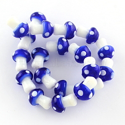 Mushroom Handmade Lampwork Beads Strands, Blue, 16x12mm, Hole: 2mm, about 20pcs/strand, 13.7 inch(X-LAMP-R116-12)