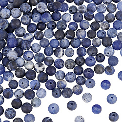 Olycraft 3 Strands Natural Sodalite Beads Strands, Frosted, Round, 6~6.5mm, Hole: 1mm, about 63pcs/strand, 15.5 inch(G-OC0005-06)