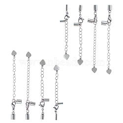 304 Stainless Steel Chain Extender, with Cord Ends, Curb Chains and Lobster Claw Clasps, Stainless Steel Color, 8sets/box(STAS-UN0009-53P)