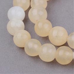 Natural Yellow Jade Beads Strands, Round, 8~8.5mm, Hole: 1mm, about 47pcs/strand, 15.5 inch(G-Q462-8mm-36)