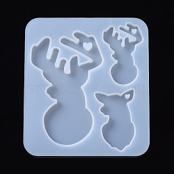 Christmas Reindeer Horn Pendant Silicone Molds, Resin Casting Molds, For UV Resin, Epoxy Resin Jewelry Making, White, 100x89x5.5mm, Reindeer Horn: 82x49.5mm, 43.5x27.5mm and 40.5x27.5mm(DIY-I026-14)