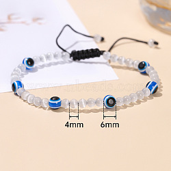 Opalite & Evil Eye Braided Bead Bracelet, White(CM5501-2)