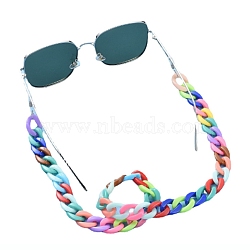 Eyeglasses Chains, Neck Strap for Eyeglasses, with Acrylic Curb Chains, 304 Stainless Steel Jump Rings and Rubber Loop Ends, Colorful, 27.56 inch(70cm)(AJEW-AL0009-12)