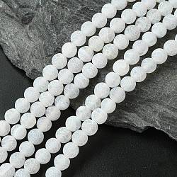 Natural Weathered Agate Beads Strands, Dyed, Frosted, Round, White, 8mm, Hole: 1mm, about 46pcs/strand, 14~15 inch(G-G589-8mm-03)