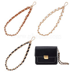 WADORN 3Pcs 3 Colors PU Imitation Leather Clutch Bag Straps, Wristlet Lanyard, with Alloy Chain & Swivel Clasp, Mixed Color, 21.5x1cm, 1pc/color(DIY-WR0003-06)