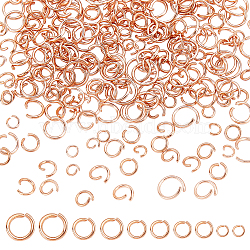 304 Stainless Steel Jump Rings, Open Jump Rings, with Bead Container, Rose Gold, 6.8x5.2x1.1cm, 250pcs/box(STAS-UN0001-36RG)