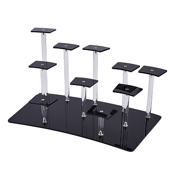 10-Tier Acrylic Action Figures Organizer Display Risers, Cupcake Dessert Display Holder Rack, for Doll, Toy, Collection, Dessert, Black, Finish Product: 30x16x16.1cm