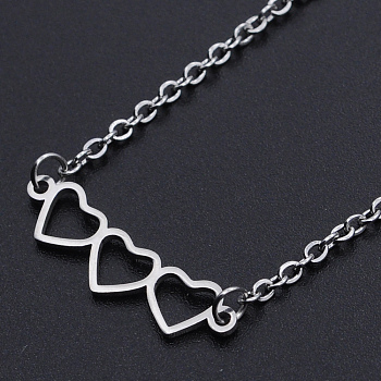201 Stainless Steel Pendant Necklaces, with Cable Chains and Lobster Claw Clasps, Stainless Steel Color, 17.12 inch(43.5cm), 2mm
