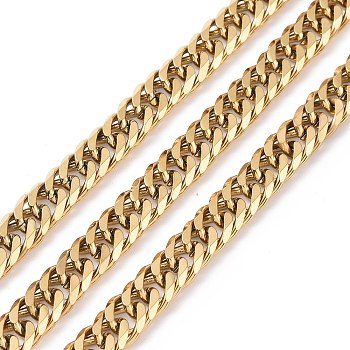 304 Stainless Steel Cuban Link Chains,  Unwelded, Brushed Red Copper, 8x6x2mm