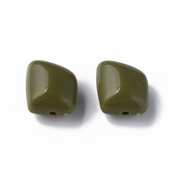 Opaque Acrylic Beads, Polygon, Dark Olive Green, 17.5x15.5x11mm, Hole: 2mm, about 230pcs/500g
