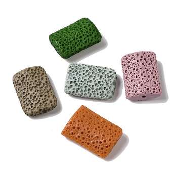Resin Imitation Lava Rock Beads, Rectangle, Mixed Color, 28~30x19.5~20.5x7~7.5mm, Hole: 2.8mm