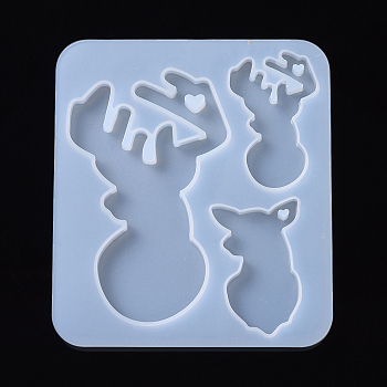 Christmas Reindeer Horn Pendant Silicone Molds, Resin Casting Molds, For UV Resin, Epoxy Resin Jewelry Making, White, 100x89x5.5mm, Reindeer Horn: 82x49.5mm, 43.5x27.5mm and 40.5x27.5mm