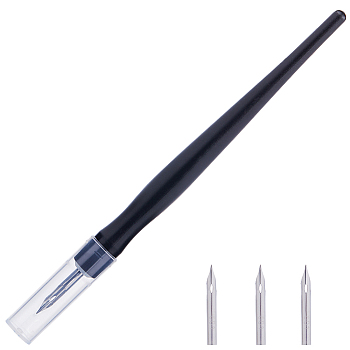 Plastic Permeation Pen Sets, Model Painting Tools, with Stainless Steel Head for Replacement, Black, Pen after Assembly: 15cm